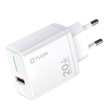 TUQIN QE40-I Φορτιστής 20W Γρήγορης Φόρτισης με Καλώδιο USB-A σε Type-C 1m - Χρώμα: Λευκό