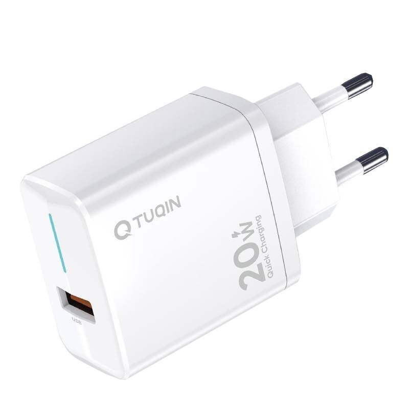TUQIN QE40-I Φορτιστής 20W Γρήγορης Φόρτισης με Καλώδιο USB-A σε Type-C 1m - Χρώμα: Λευκό