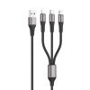 VIDVIE CB4039 3 Σε 1 Καλώδιο Φόρτισης & Μεταφοράς Δεδομένων USB Type-A σε USB Type-C/Lightning/Micro 1.2M - Χρώμα: Μαύρο