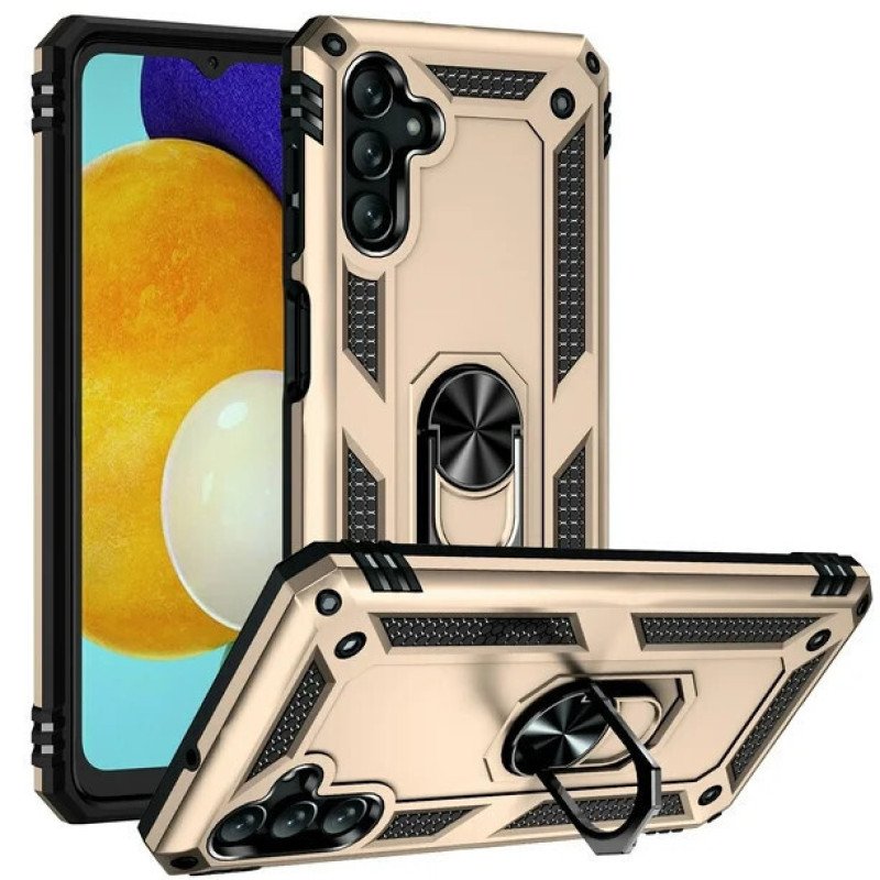 Σκληρή Θήκη Πλάτης Armor με Βάση Στήριξης για Samsung Galaxy A25 - Χρώμα: Χρυσό