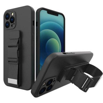 Θήκη Σιλικόνης Πλάτης με Ζώνη για i Phone 11 - Χρώμα: Μαύρο