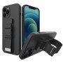 Θήκη Σιλικόνης Πλάτης με Ζώνη για i Phone 11 - Χρώμα: Μαύρο