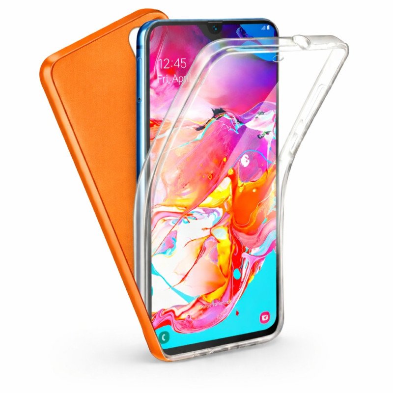 Πλήρης κάλυψη 360° εμπρός & πίσω για Huawei P40 Lite E - Χρώμα: Πορτοκαλί