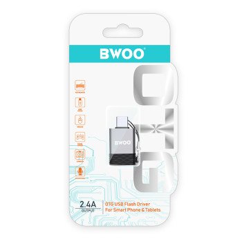 BWOO BZ35 Μετατροπέας USB-C Male σε USB-A Female 2.4A - Χρώμα: Γκρι BWOO BZ35 Μετατροπέας USB-C Male σε USB-A Female 2.4A - Χρώμα: Γκρι