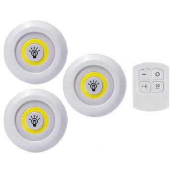 Φωτιστικά LED με Τηλεχειριστήριο & Χρονοδιακόπτη 30 Λεπτών 3τμχ - Χρώμα: Λευκό