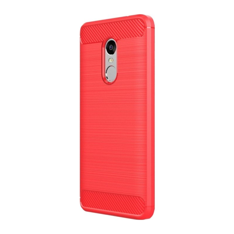 Θήκη Πλάτης Σιλικόνης Carbon για Xiaomi Redmi Note 4/Note 4X - Χρώμα: Κόκκινο
