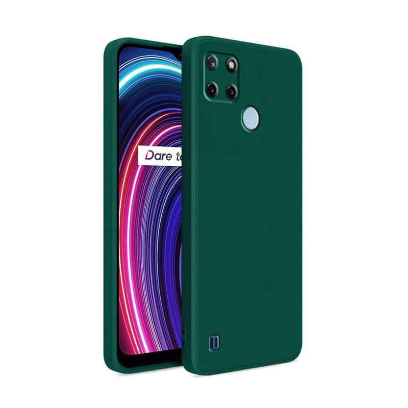 Θήκη Πλάτης Σιλικόνης Απλή για Realme C21Y/C25Y - Χρώμα: Σκούρο Πράσινο