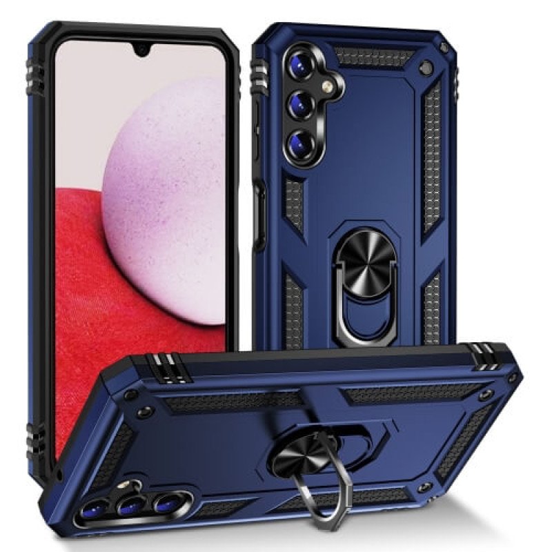 Σκληρή Θήκη Πλάτης Armor με Βάση Στήριξης για Samsung Galaxy A35 - Χρώμα: Σκούρο Μπλε