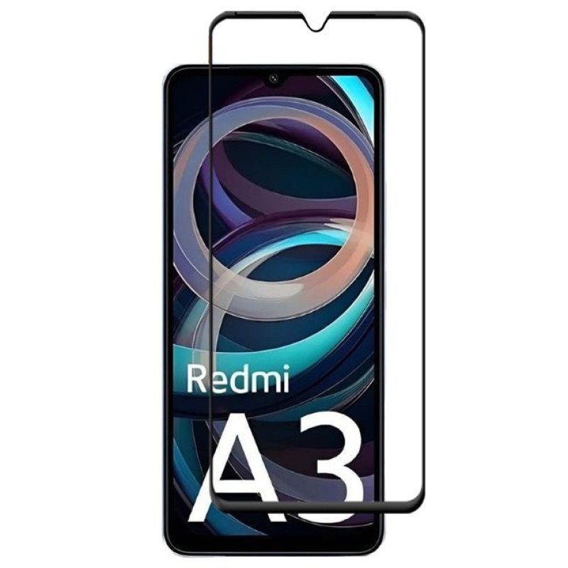Full Cover Full Glue Τζαμάκι Προστασίας Οθόνης για Xiaomi Redmi A3 - Χρώμα: Μαύρο
