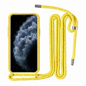 Θήκη Σιλικόνης με Λουράκι για Xiaomi Redmi Note 9 - Χρώμα: Κίτρινο