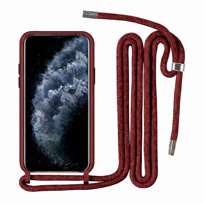 Θήκη Σιλικόνης με Λουράκι για Xiaomi Redmi 10C / 12C - Χρώμα: Μπορντό