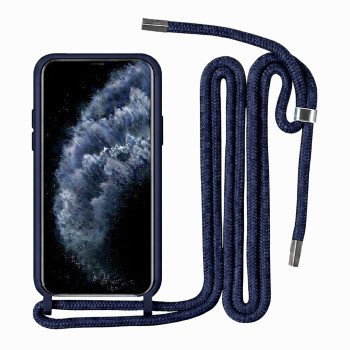Θήκη Σιλικόνης Πλάτης με Λουράκι για Xiaomi Poco M5 - Χρώμα: Σκούρο Μπλε
