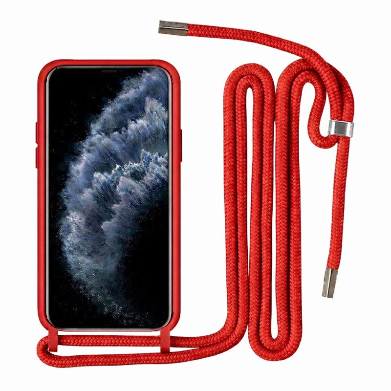 Θήκη Σιλικόνης Πλάτης με Λουράκι για Xiaomi Redmi Note 11 Pro - Χρώμα: Κόκκινο