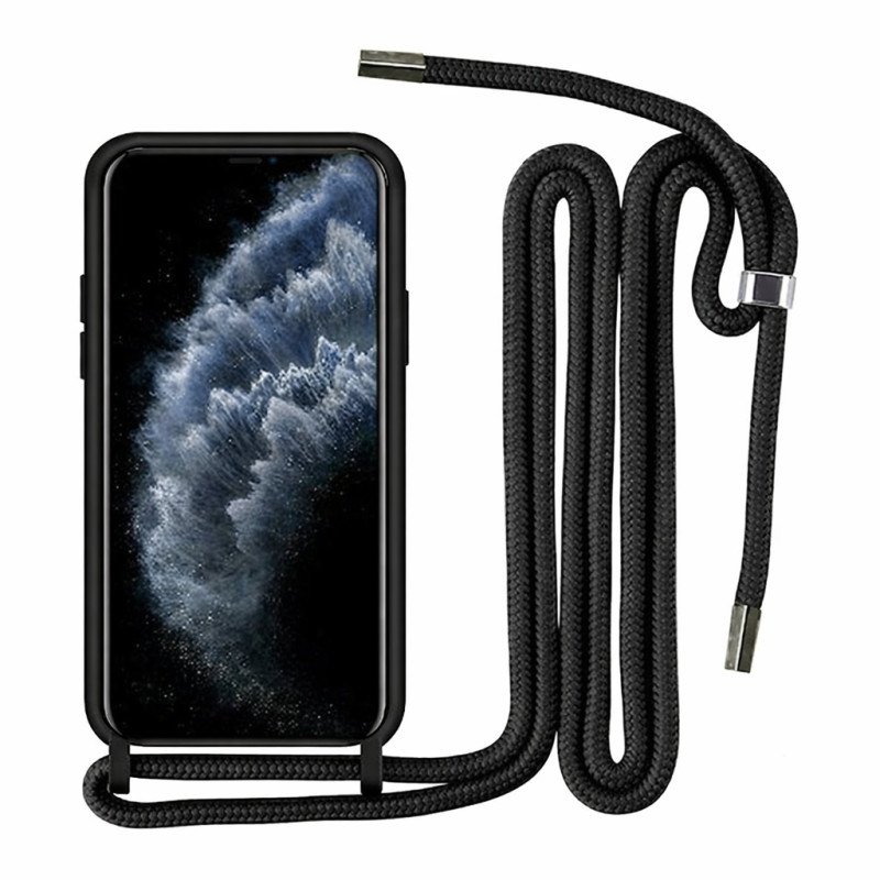 Θήκη Πλάτης Σιλικόνης με Λουράκι για Samsung Galaxy A05s - Χρώμα: Μαύρο