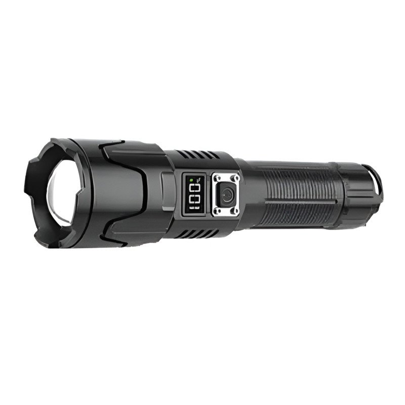 Ισχυρός Επαναφορτιζόμενος Φακός LED με Zoom & 3 Λειτουργίες Φωτός – Multifunctional Tactical Zoom Flashlight GHK-Q9002 - Χρώμα: Μαύρο