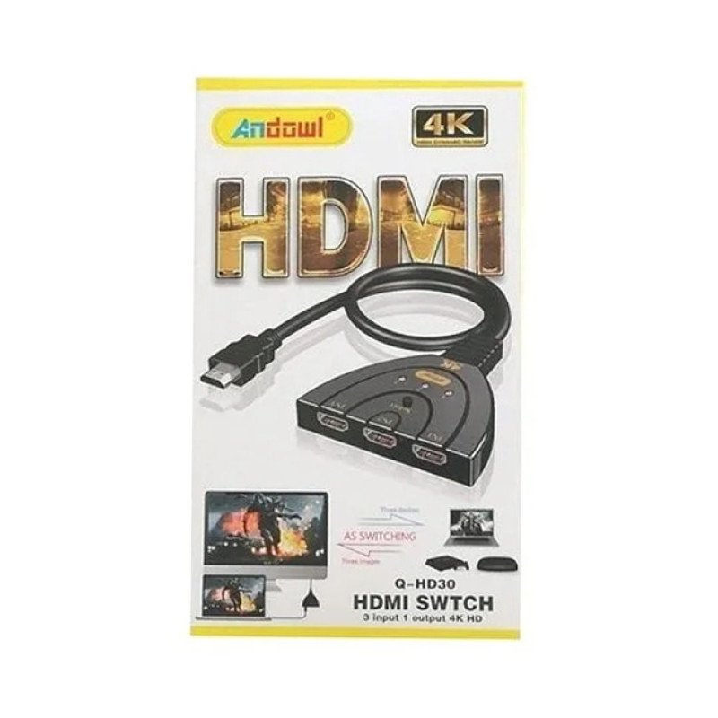 Andowl Q-HD30 Μετατροπέας HDMI 4K HD - HDTV Switch - Χρώμα: Μαύρο