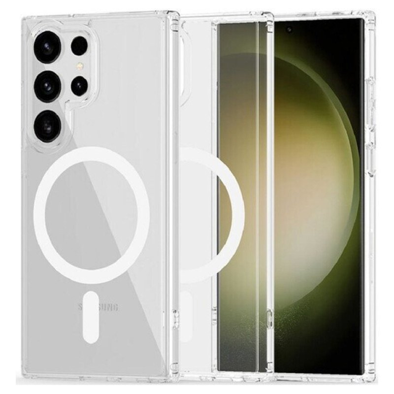 Θήκη Πλάτης Σιλικόνης με Mag Safe για Samsung Galaxy S23 Ultra - Χρώμα: Διάφανο