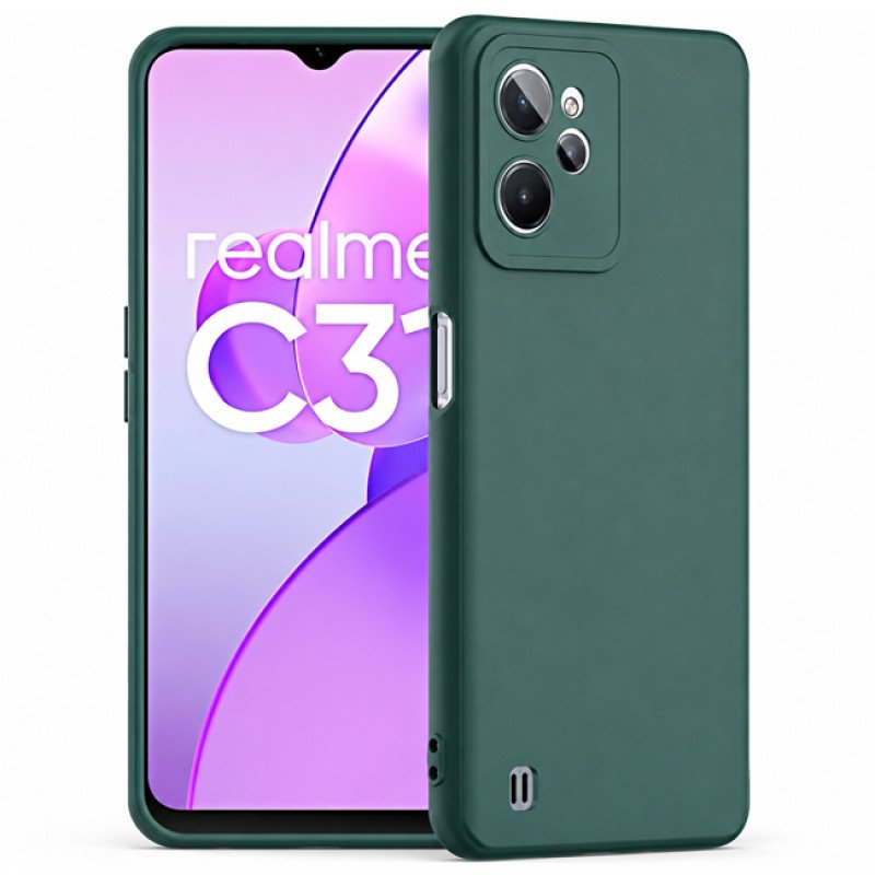 Θήκη Πλάτης Σιλικόνης Soft για Realme C31 - Χρώμα: Σκούρο Πράσινο
