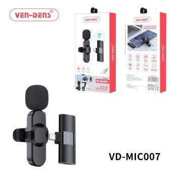 VEN-DENS VD-MIC007 Ασύρματο Μικρόφωνο με Δέκτη, Βύσμα Type-C - Χρώμα: Μαύρο VEN-DENS VD-MIC007 Ασύρματο Μικρόφωνο με Δέκτη, Βύσμα Type-C - Χρώμα: Μαύρο