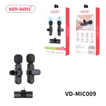 VEN-DENS VD-MIC009 Dual Ασύρματο Μικρόφωνο με Δέκτη, Βύσμα Type-C (2pcs) - Χρώμα: Μαύρο VEN-DENS VD-MIC009 Dual Ασύρματο Μικρόφωνο με Δέκτη, Βύσμα Type-C (2pcs) - Χρώμα: Μαύρο
