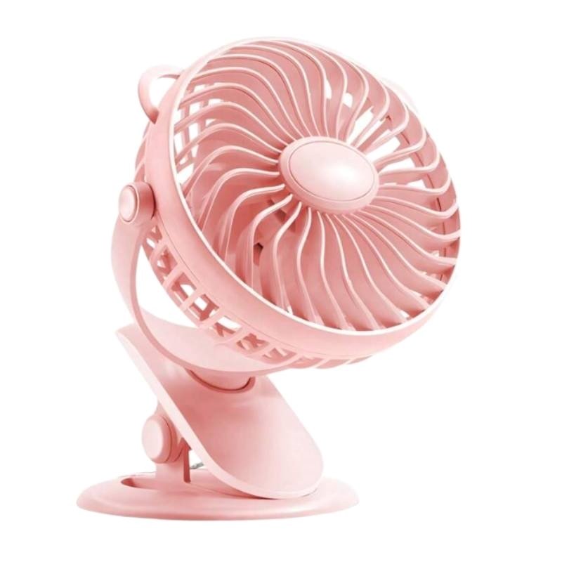 YESPLUS YS-1605 Επαναφορτιζόμενος Περιστρεφόμενος Ανεμιστήρας με Σφιγκτήρα Τραπεζιού 360° - Χρώμα: Ροζ