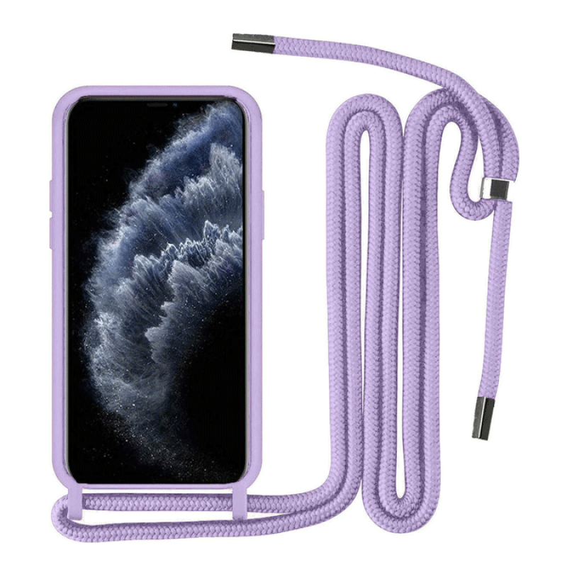 Θήκη Πλάτης Σιλικόνης με Λουράκι για Samsung Galaxy A05s - Χρώμα: Λιλά