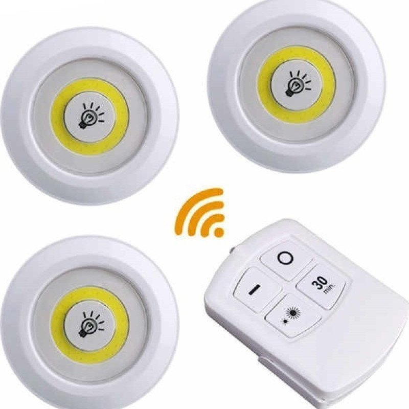 Φωτιστικά LED με Τηλεχειριστήριο & Χρονοδιακόπτη 30 Λεπτών 3τμχ - Χρώμα: Λευκό