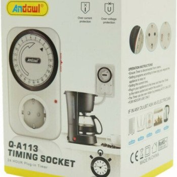Andowl Q-A113 24 Ώρες Plug-in Χρονοδιακόπτης Διακόπτης Μηχανικός Προγραμματιζόμενος με Υποδοχή Ηλεκτρικής Ενέργειας – Χρώμα: Άσπρο Andowl Q-A113 24 Ώρες Plug-in Χρονοδιακόπτης Διακόπτης Μηχανικός Προγραμματιζόμενος με Υποδοχή Ηλεκτρικής Ενέργειας – Χρώμα: Άσπρο