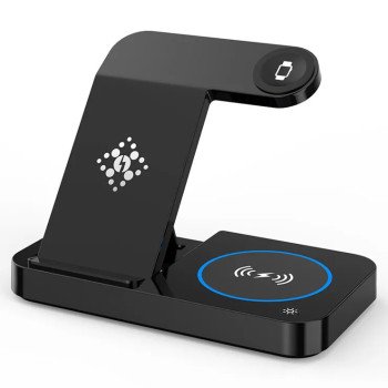 B-18 4 in 1 Folding Charging Dock Magnetic Wireless Charger with USB Output for Smartphone / Smart Watch / Earphones Μαύρο B-18 4 in 1 Folding Charging Dock Magnetic Wireless Charger with USB Output for Smartphone / Smart Watch / Earphones Μαύρο