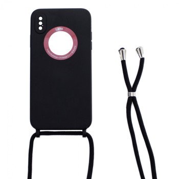 Θήκη Apple iPhone XS Max Θήκη Σιλικόνης TPU με Επένδυση & Λουράκι Λαιμού - Χρώμα: Μαύρο Θήκη Apple iPhone XS Max Θήκη Σιλικόνης TPU με Επένδυση & Λουράκι Λαιμού - Χρώμα: Μαύρο