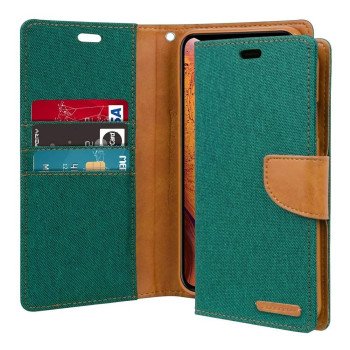 Θήκη Βιβλίο Goospery Canvas Diary με Κλίπ για Samsung Galaxy S9 - Χρώμα: Πράσινο / Καφέ