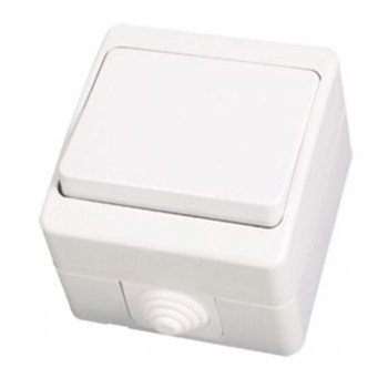 Εξωτερικός Μονός Διακόπτης Τοίχου Κομμυτατέρ για Έλεγχο Φωτισμού με Πλαίσιο & Ένα Πλήκτρο - Χρώμα: Λευκό Εξωτερικός Μονός Διακόπτης Τοίχου Κομμυτατέρ για Έλεγχο Φωτισμού με Πλαίσιο & Ένα Πλήκτρο - Χρώμα: Λευκό