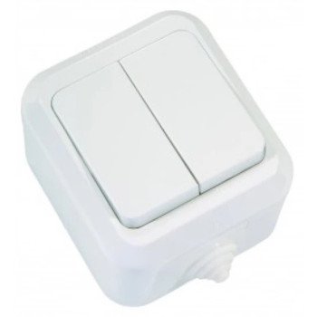 Εξωτερικός Διπλός Διακόπτης Τοίχου Κομμυτατέρ για Έλεγχο Φωτισμού με Πλαίσιο & Δύο Πλήκτρα - Χρώμα: Λευκό Εξωτερικός Διπλός Διακόπτης Τοίχου Κομμυτατέρ για Έλεγχο Φωτισμού με Πλαίσιο & Δύο Πλήκτρα - Χρώμα: Λευκό