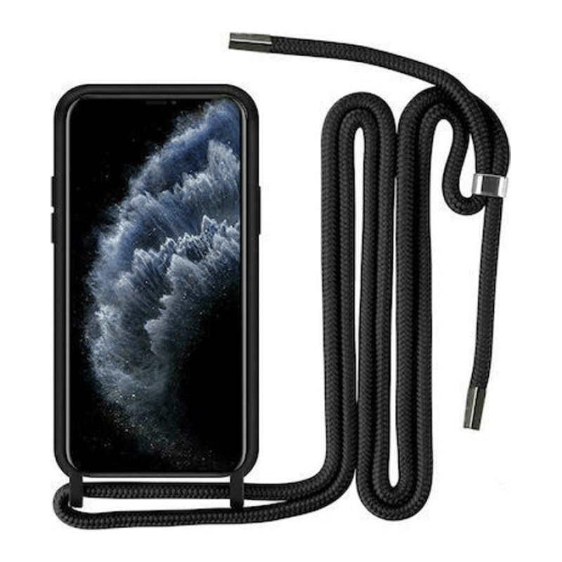 Θήκη Πλάτης Σιλικόνης με Λουράκι για Samsung Galaxy A16 - Χρώμα: Μαύρο
