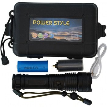 Αδιάβροχος Επαναφορτιζόμενος Φακός 1000 Lumens High Zoom POWER STYLE XHP50 Μαύρο