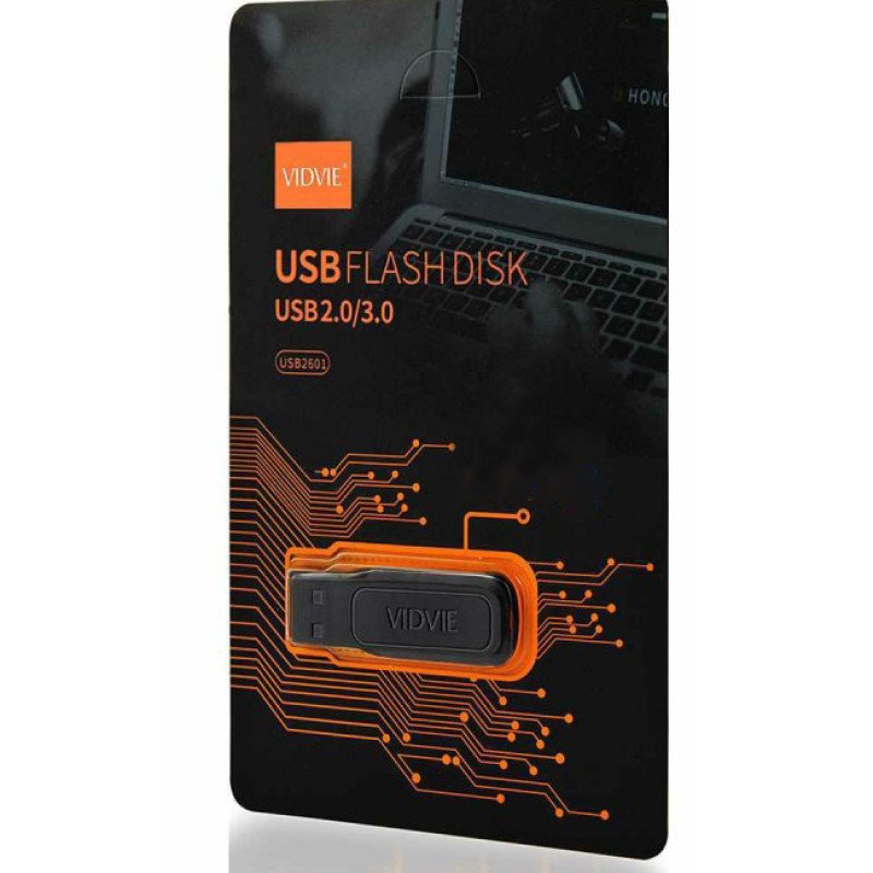 VIDVIE USB2601 Driver USB 2.0 3.0 Flash Disk Pendrive 128GB - Χρώμα: Μαύρο