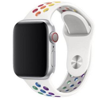 Smoothband Λουράκι Σιλικόνης με Pin & για Apple Watch 38 / 40mm - Χρώμα: Άσπρο / Πολύχρωμο Smoothband Λουράκι Σιλικόνης με Pin & για Apple Watch 38 / 40mm - Χρώμα: Άσπρο / Πολύχρωμο
