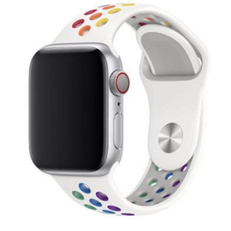 Smoothband Λουράκι Σιλικόνης με Pin & για Apple Watch 38 / 40mm - Χρώμα: Άσπρο / Πολύχρωμο