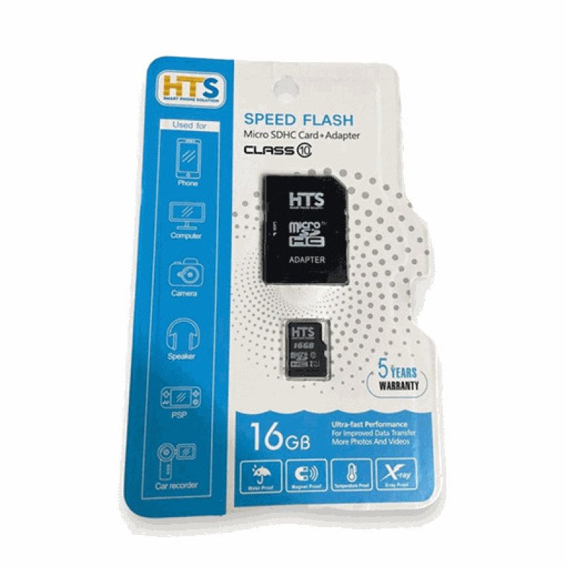 HTS Micro SD Memory Card with Adapter 16GB