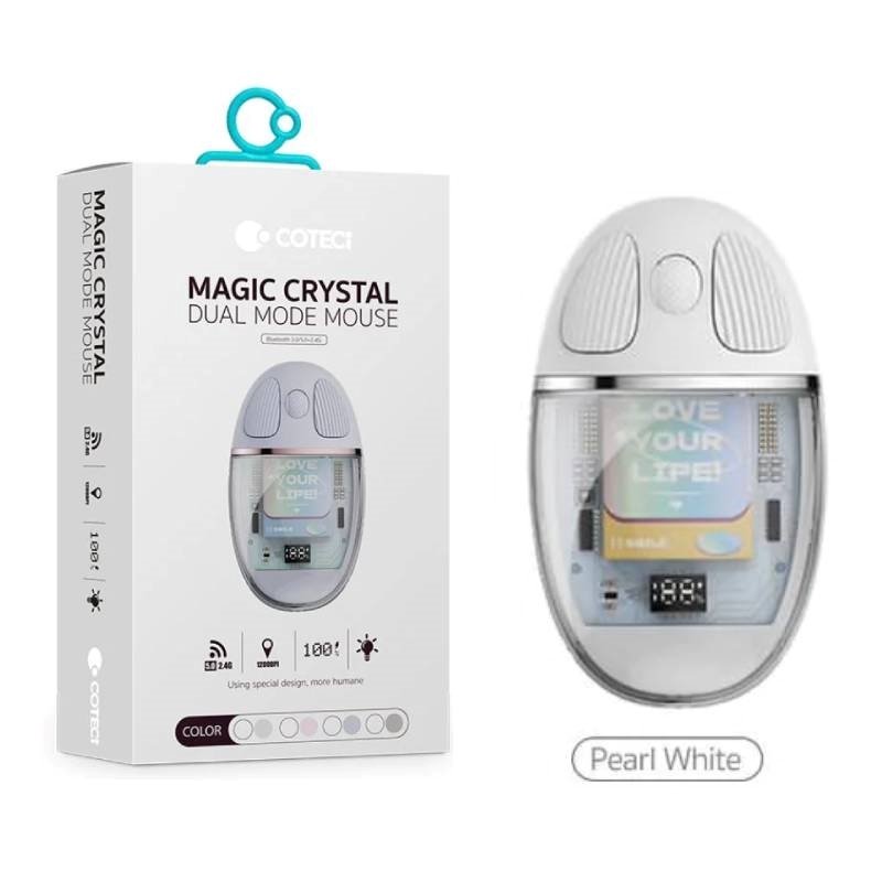 COTECi 84011-WH Magic Crystal Mouse Transparent Texture Dual-mode Mouse, Silent & Not Disturbing, Smart Percussion - Χρώμα: Λευκό COTECi 84011-WH Magic Crystal Mouse Transparent Texture Dual-mode Mouse, Silent & Not Disturbing, Smart Percussion - Χρώμα: Λευκό