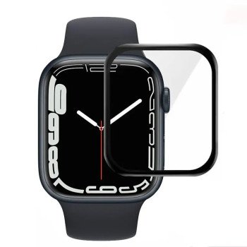 Full Cover Full Glue Τζαμάκι Προστασίας Οθόνης Ρολογίου για Apple Watch Series 7 41mm - Χρώμα: Μαύρο