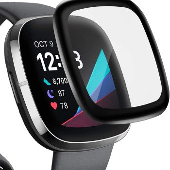 Full Cover Full Glue Τζαμάκι Προστασίας Οθόνης Ρολογίου για Fitbit Versa 2 44mm - Χρώμα: Μαύρο