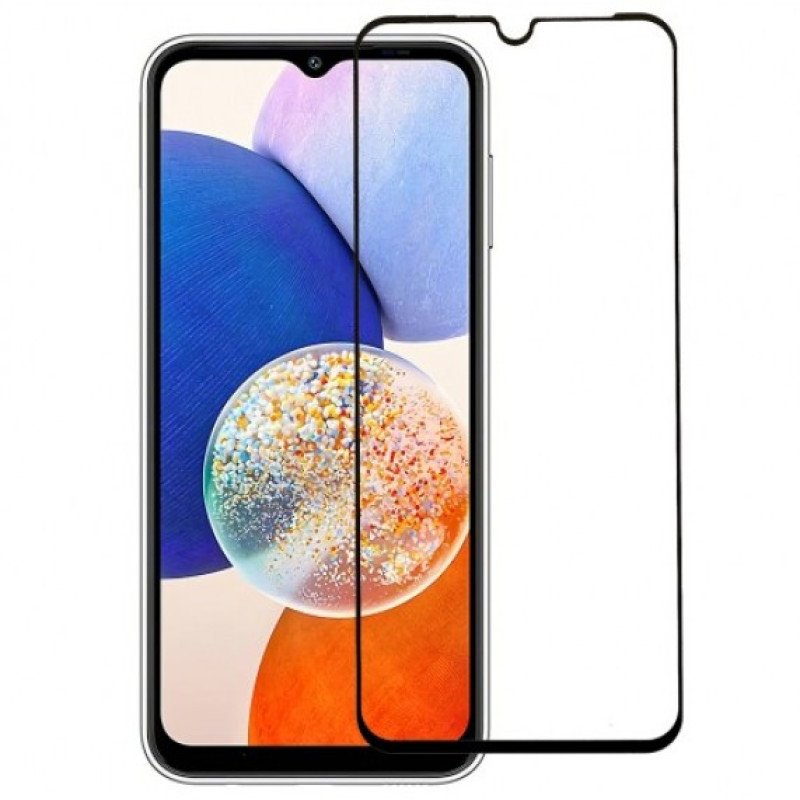 Full Cover Full Glue Τζαμάκι Προστασίας Οθόνης για Samsung Galaxy A14 - Χρώμα: Μαύρο