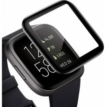 Full Cover Full Glue Τζαμάκι Προστασίας Οθόνης Ρολογίου για Fitbit Versa 3 40mm - Χρώμα: Μαύρο