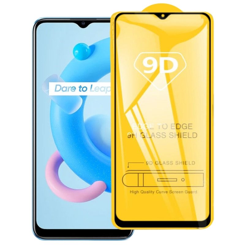 Full Cover Full Glue Τζαμάκι Προστασίας Οθόνης για Oppo C20 - Χρώμα: Μαύρο