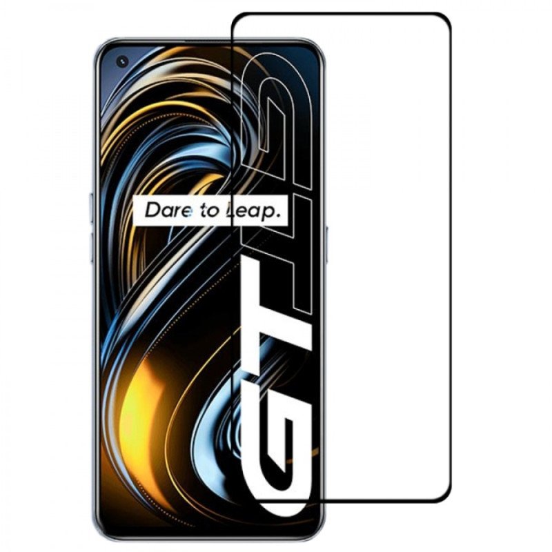 Full Cover Full Glue Τζαμάκι Προστασίας Οθόνης για Realme GT - Χρώμα: Μαύρο