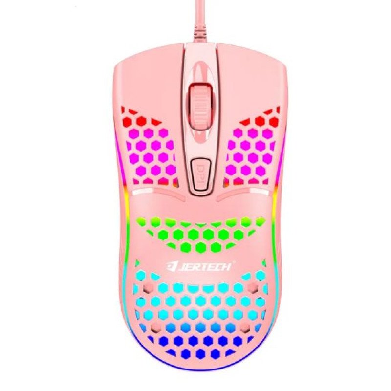 Jeqang JM-G102 Ενσύρματο Ποντίκι με RGB Φωτισμό - Χρώμα: Ροζ
