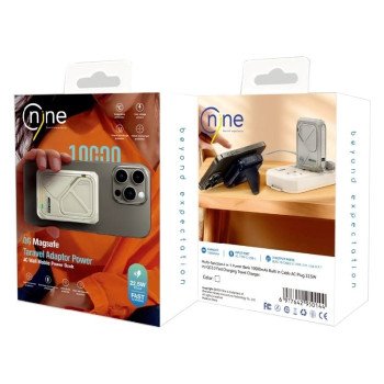 NINE G35 22.5W Wireless Power Bank Γρήγορης Φόρτισης Magsafe με 2x Θύρες: Type-C & Lightning 10000mAh - Χρώμα: Μπεζ / Πορτοκαλί