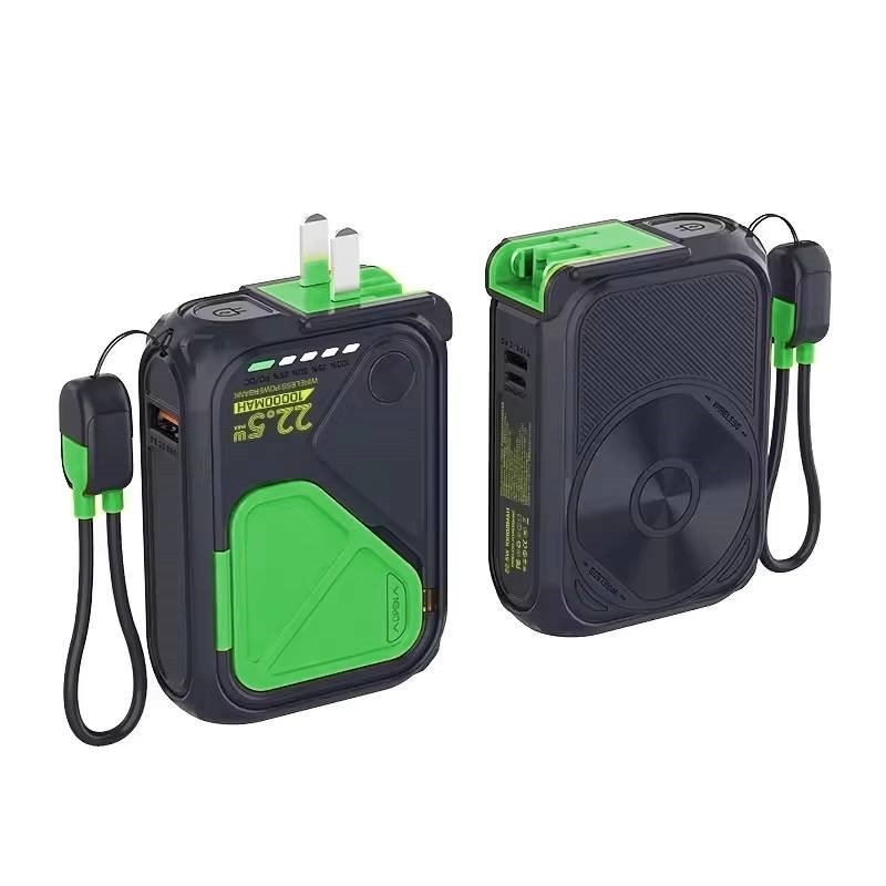 NINE G35 22.5W Wireless Power Bank Γρήγορης Φόρτισης Magsafe με 2x Θύρες: Type-C & Lightning 10000mAh - Χρώμα: Πράσινο / Μαύρο