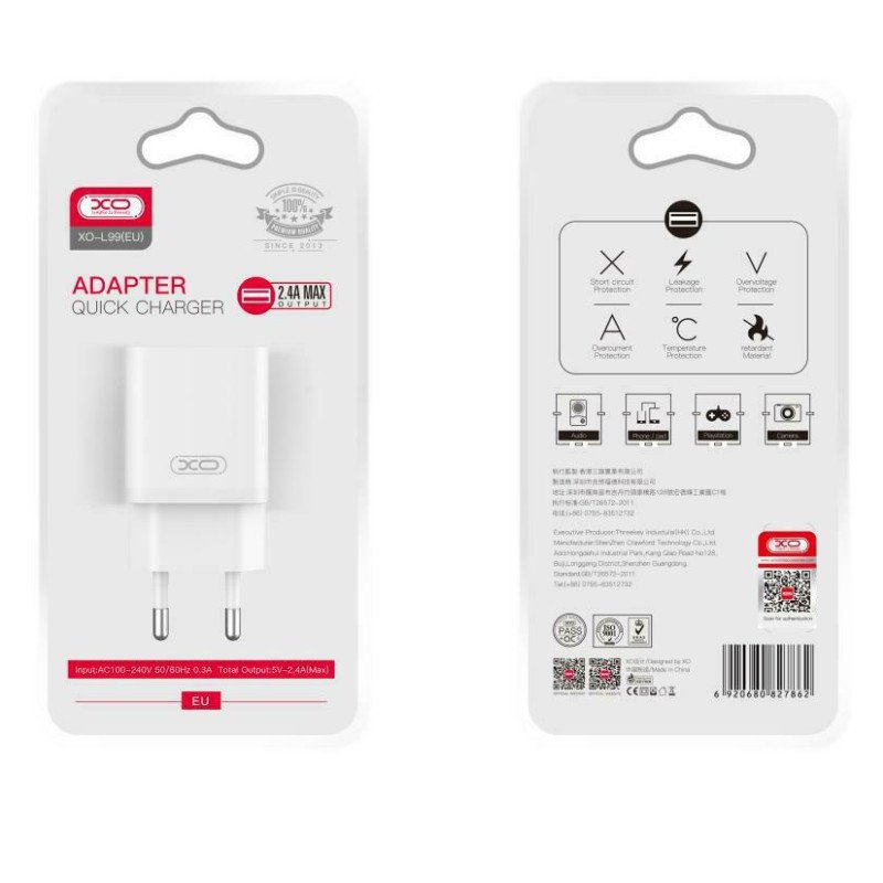 XO-L99 Φορτιστής Χωρίς Καλώδιο με Θύρα USB-A 2.4A - Χρώμα: Λευκό